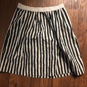 Ann Taylor LOFT Linen Pleated Knee Length Skirt 6